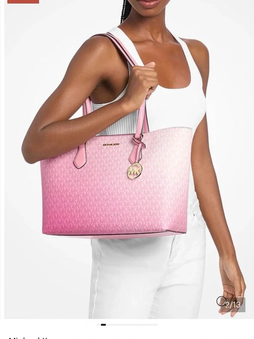 Michael Kors Carnation Ombré Signature Tote with Gold MK Charm